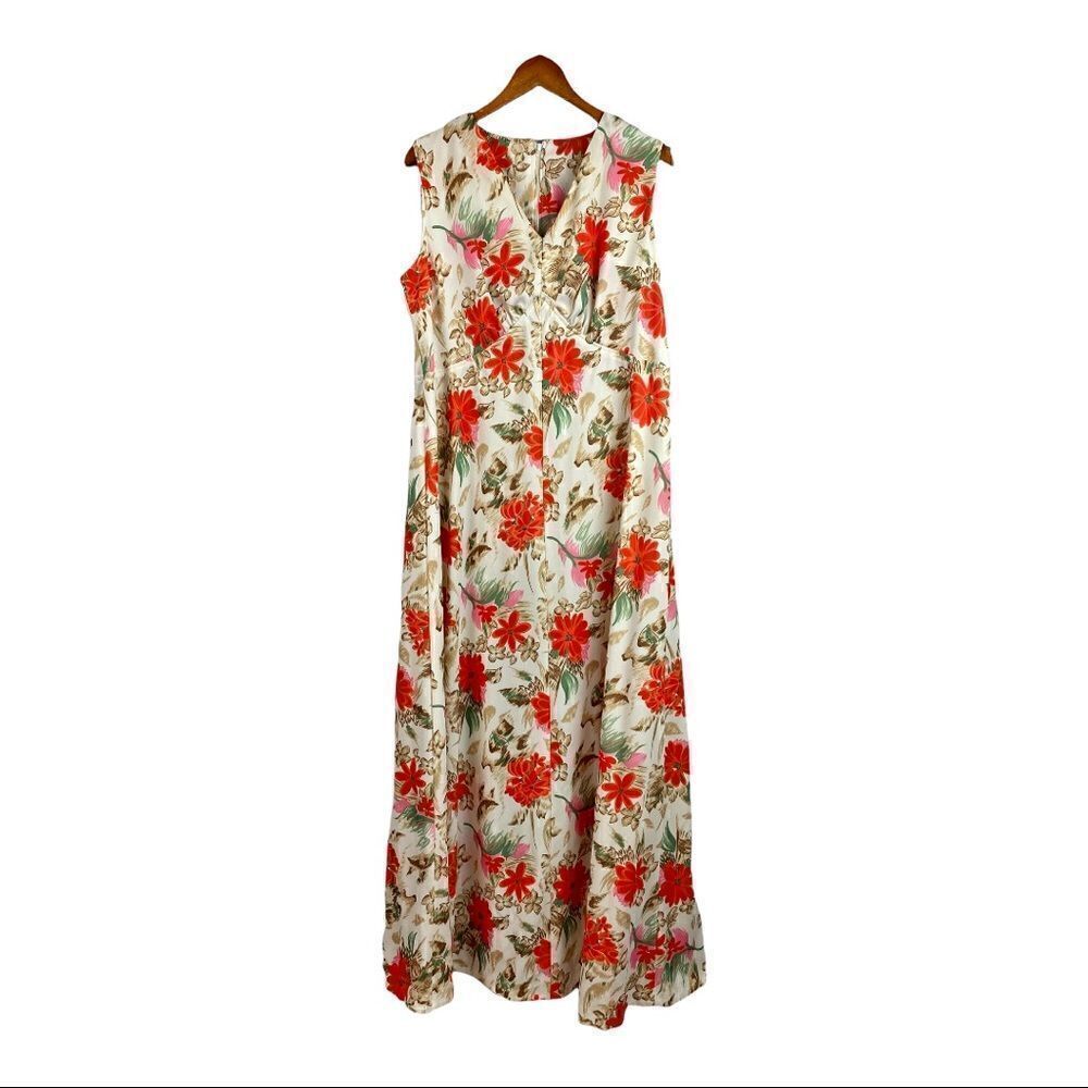 Vintage 1960s handmade Aloha Sleeveless Tropical Hawaiian Maxi Dress